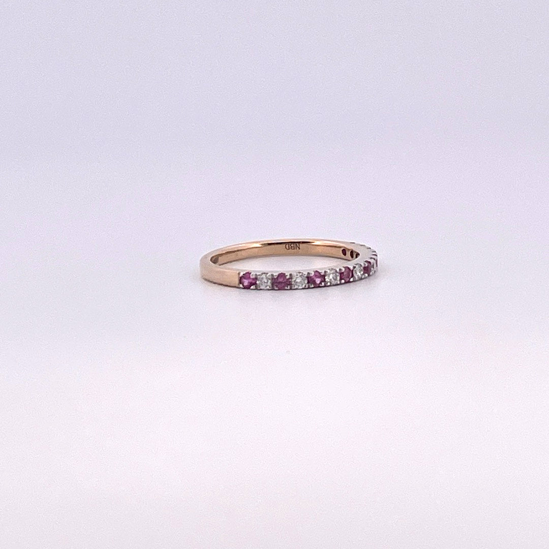 R0744 9ct Pink Sapphire and Diamond 0.21ct sapp 0.14ct dia claw set eternity R1327